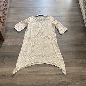 Cream Asymmetrical Hem Dress